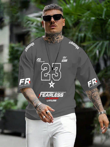 Oversized Drop Shoulder Printed T.shirt.