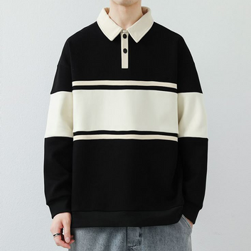 "Pack of 3 - Classic Stripe Polo Collar Winter Sweatshirt for Men"