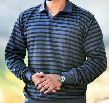 Striped Long Sleeve Polo Shirt