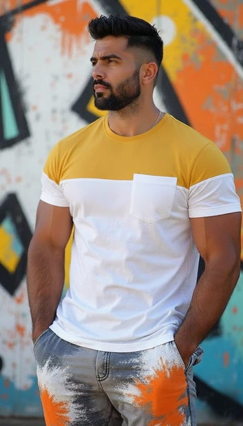 summer Half sleeve panel pock T.shirt